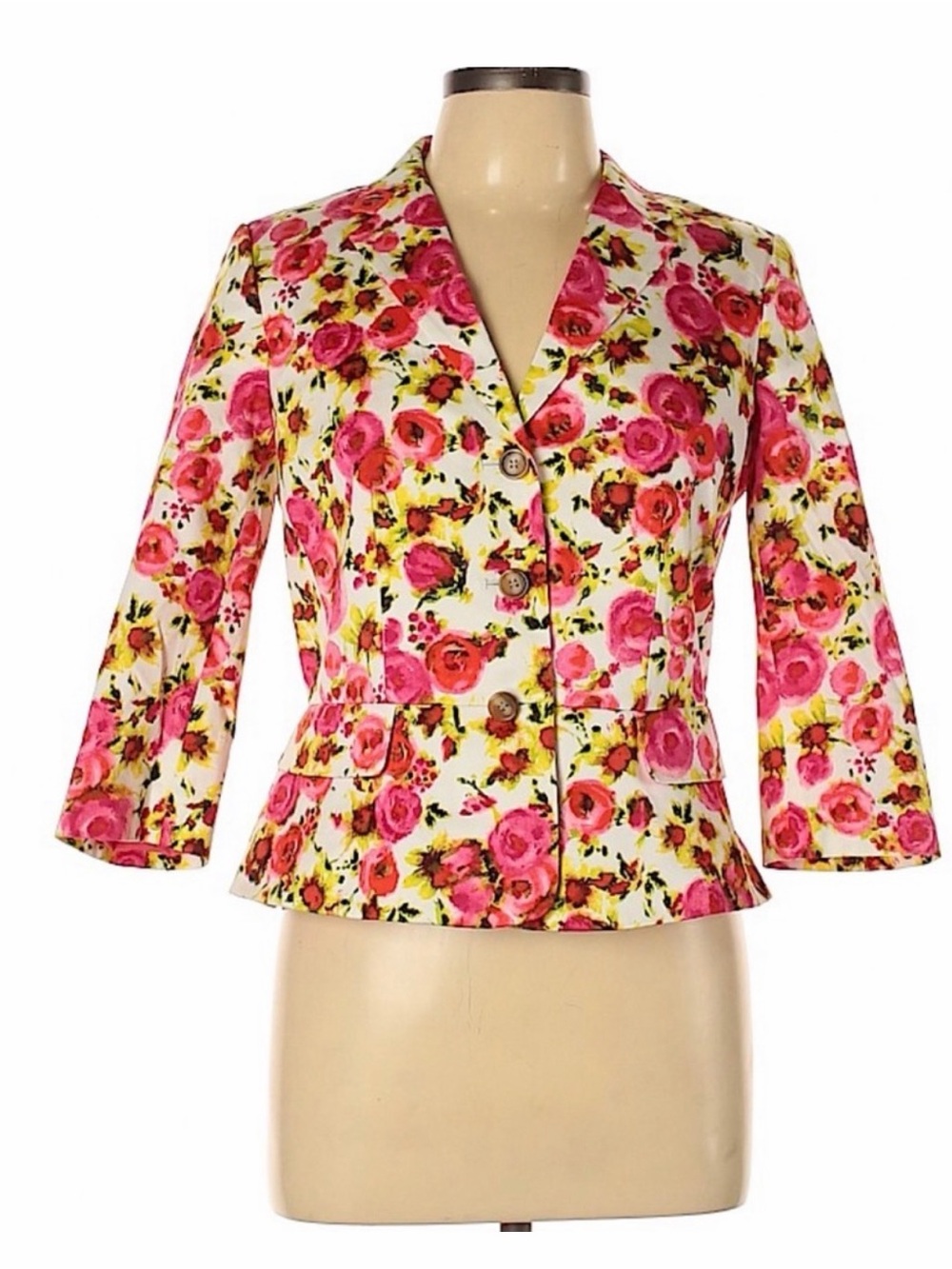 NWT 💐Ann Taylor Pink Floral Peplum Blazer🎀